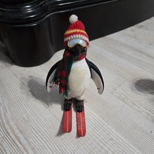 Retro Penguin on Skis Figurine